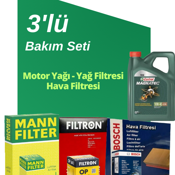 VW Touareg 3.0 TDI Castrol 10w40 6 Litre Motor Yağlı Filtre Bakım Seti (2018-2023) 3 Parça Set